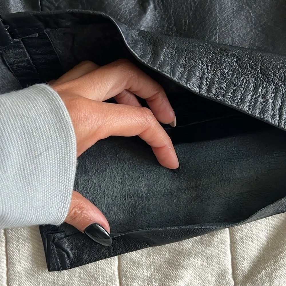 Vintage Black Leather Skirt - Picture 2 of 8